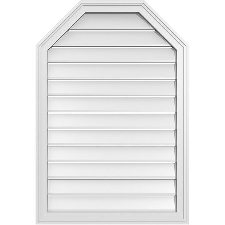 Ekena Millwork Octagonal Top Surface Mount PVC Gable Vent w/ 2"W x 1-1/2"P Brickmould Frame, 26"W x 38"H GVPOT26X3802SF